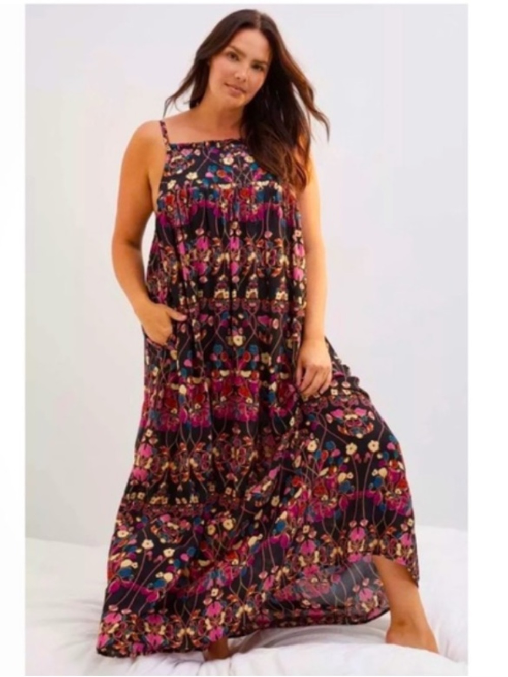 Anthropologie Quilted Floral Maxi Dress